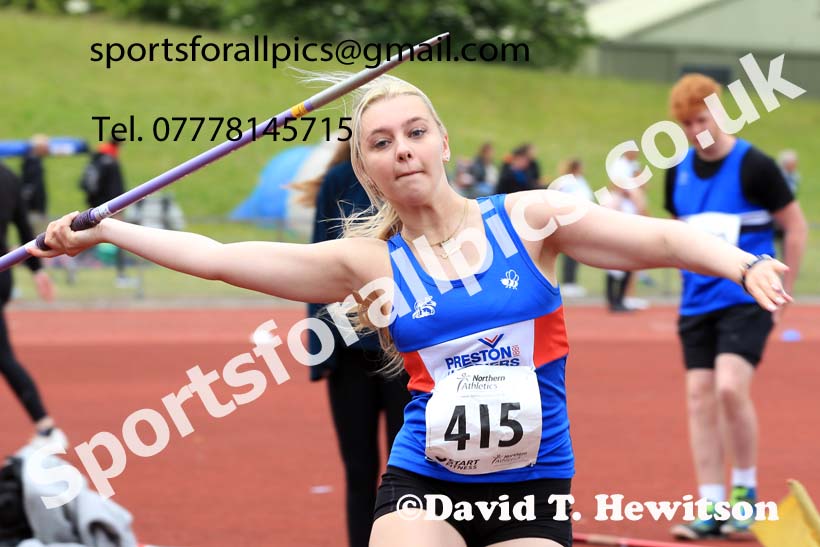Womens under-20s javelin, 2022 Northern Senior and Under-20 Champs., Wavertree Athletics Centre, Liverpool. Photo: David T. Hewitson/Sports for All Pics